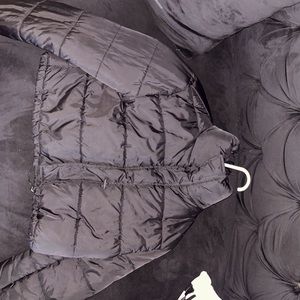 Blk Crop Puffer Coat